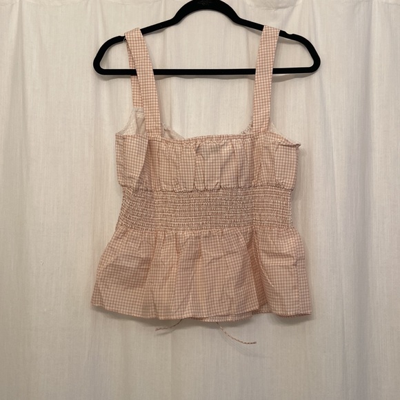 J Crew Gingham Smocked Waist tank top! New without tags. Front tie with V. - Picture 12 of 15